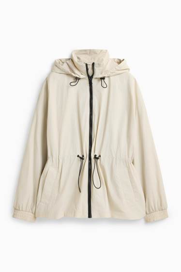 Dames - Jas met capuchon - crème wit