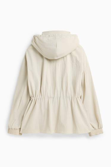 Dames - Jas met capuchon - crème wit