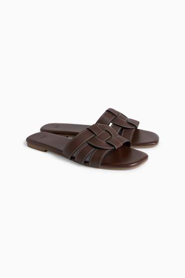 Women - Sandals - faux leather - dark brown