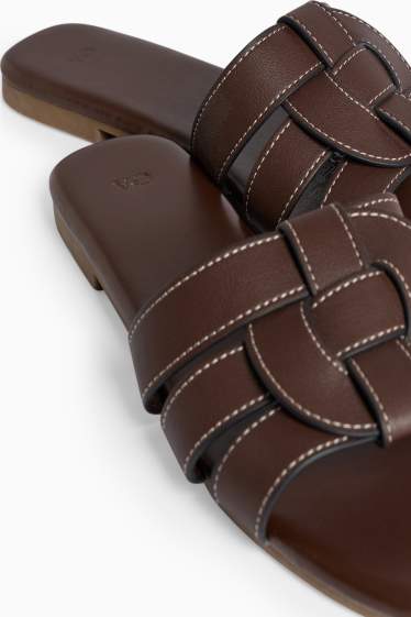 Women - Sandals - faux leather - dark brown