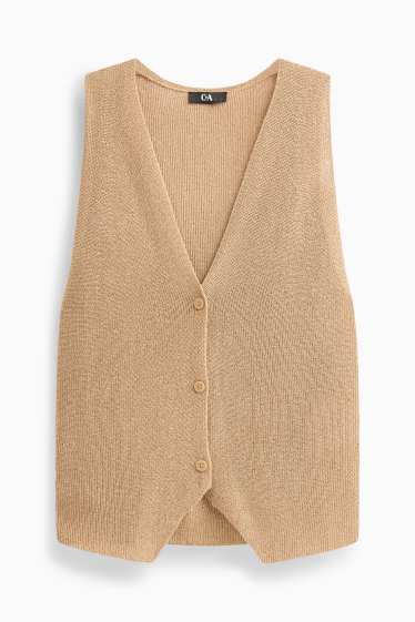 Damen - Strickweste - gerippt - beige