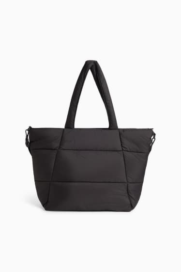 Femmes - Grand cabas surpiqué aevc bandoulière amovible - noir