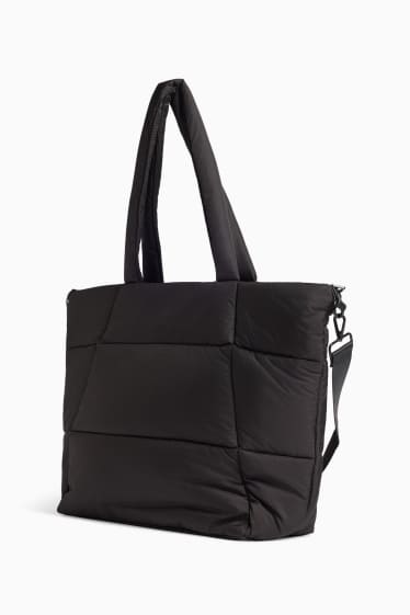 Femmes - Grand cabas surpiqué aevc bandoulière amovible - noir