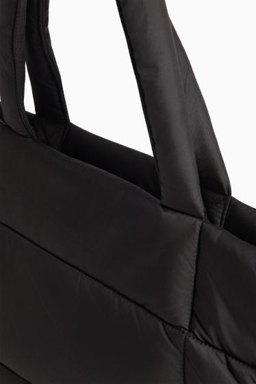 Femmes - Grand cabas surpiqué aevc bandoulière amovible - noir