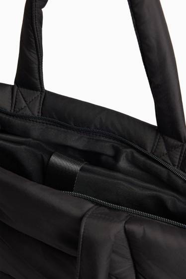 Femmes - Grand cabas surpiqué aevc bandoulière amovible - noir