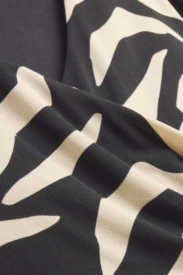 Damen - Fit & Flare Kleid - gemustert - schwarz / beige