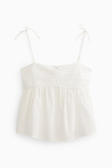 Damen - Blusentop - strukturiert  - weiß