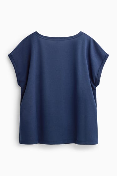 Damen - T-Shirt mit V-Ausschnitt - Relaxed Fit - dunkelblau