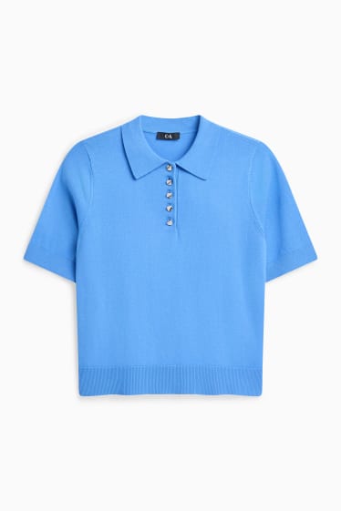 Damen - Strick-Poloshirt - Regular Fit - blau