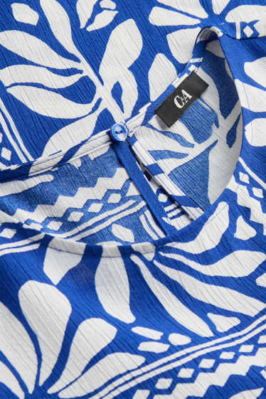 Women - Blouse top - patterned - white / blue