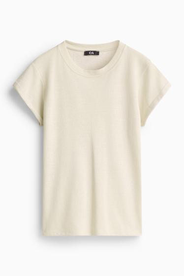 Dames - T-shirt - relaxed fit - crème wit
