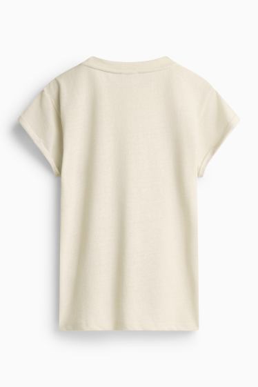 Dames - T-shirt - relaxed fit - crème wit