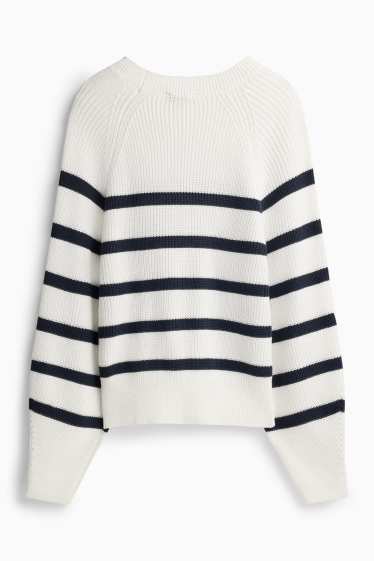 Femei - Pulover - reiat - cu dungi - alb / negru