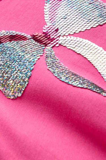 Kinder Mädchen - Schleifchen - Kurzarmshirt - Glanz-Effekt - pink