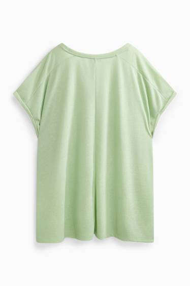 Damen - T-Shirt mit V-Ausschnitt - Relaxed Fit - hellgrün