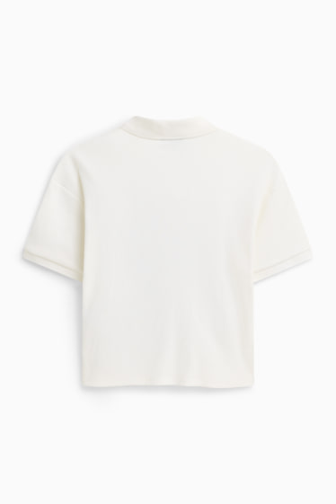 Damen - Poloshirt - Regular Fit - gerippt - weiss