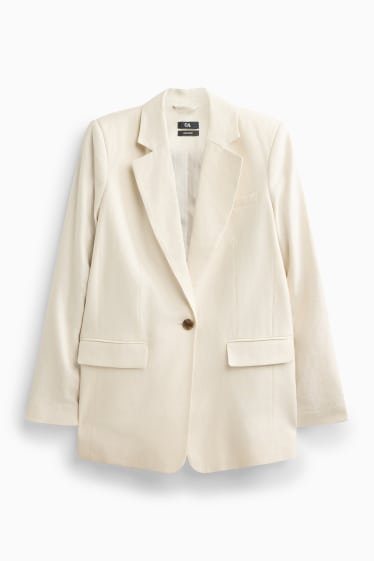 Femmes - Blazer de bureau avec teneur en lin - regular fit - blanc