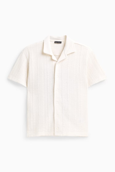 Kinder Jungen - Strick-Hemd - strukturiert - weiss