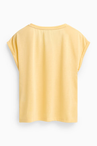 Women - V-neck T-shirt - relaxed fit - yellow