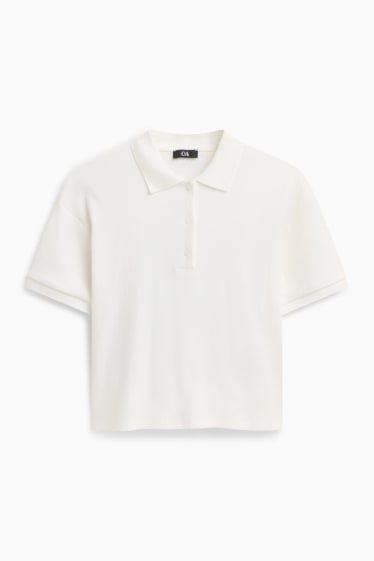 Damen - Poloshirt - Regular Fit - gerippt - weiss