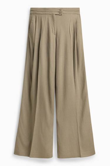 Damen - Stoffhose - Mid Waist - Wide Leg - khaki