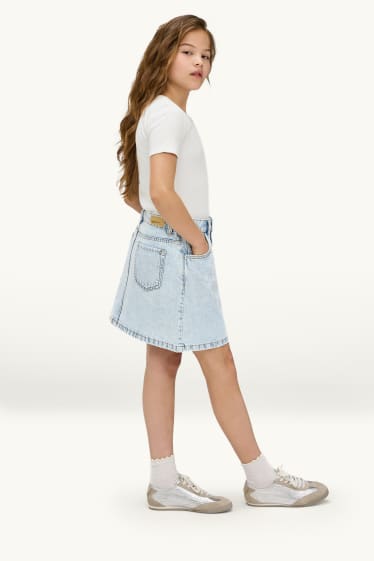 Kinder Mädchen - Sterne - Jeansrock mit Strasssteinen - hellblau