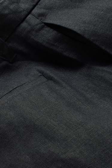 Femmes - Pantalon de lin - high waist - wide leg - noir