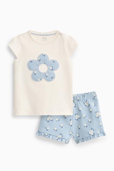 Baby: meisjes - Baby outfit - wit / lichtblauw