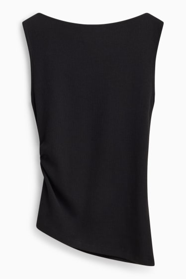 Damen - Top - gerippt - schwarz