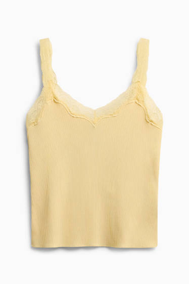Damen - Top - gerippt - gelb