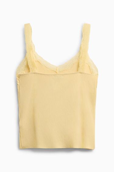 Damen - Top - gerippt - gelb