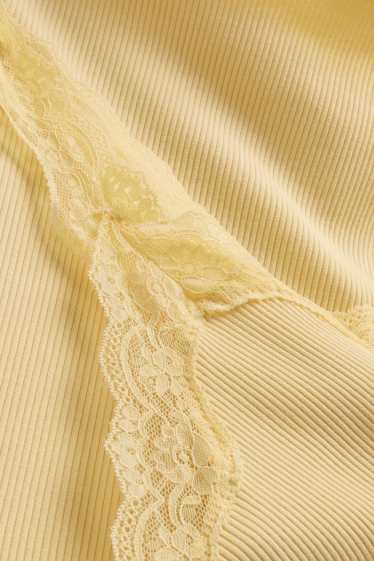 Damen - Top - gerippt - gelb