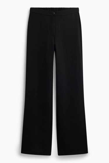 Damen - Stoffhose - High Waist - Wide Leg - schwarz