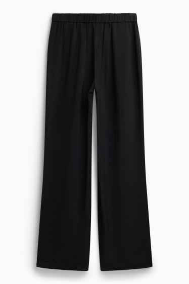 Damen - Stoffhose - High Waist - Wide Leg - schwarz