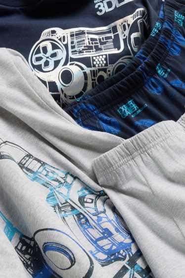 Enfants garçons - Lot de 2 - jeux vidéo - pyjashorts - 4 pièces - bleu foncé