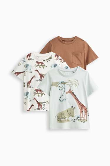 Copii - Băieți - Multipack 3 buc. - animale sălbatice - tricou cu mânecă scurtă - maro