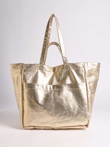 Donna - Shopper grande - effetto brillante - oro