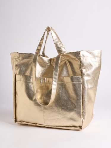Donna - Shopper grande - effetto brillante - oro