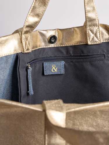 Donna - Shopper grande - effetto brillante - oro