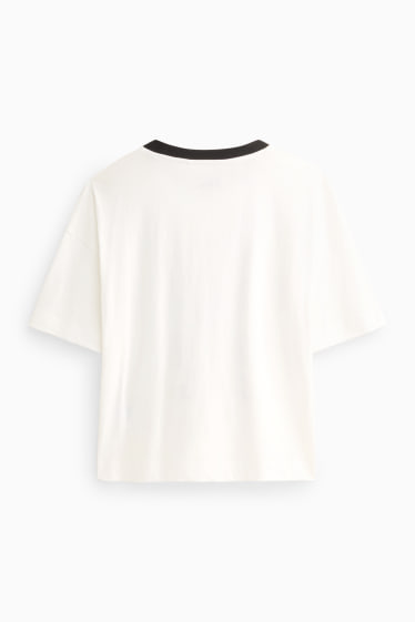 Damen - T-Shirt - Regular Fit - Micky Maus - weiss / schwarz