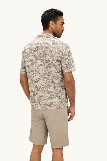 Men - Shirt - relaxed fit - lapel collar - patterned - creme