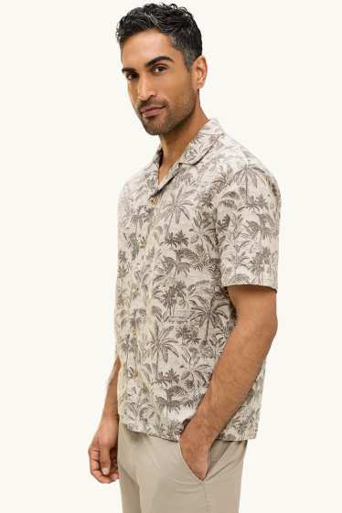 Men - Shirt - relaxed fit - lapel collar - patterned - creme