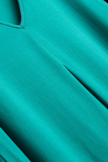 Women - V-neck A-line dress - turquoise