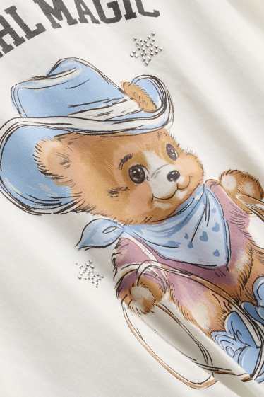 Kinder Mädchen - Teddybär - Kurzarmshirt - weiß