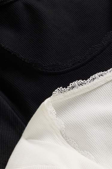 Kinderen: meisjes - Set van 2 - T-shirt - geribd - wit