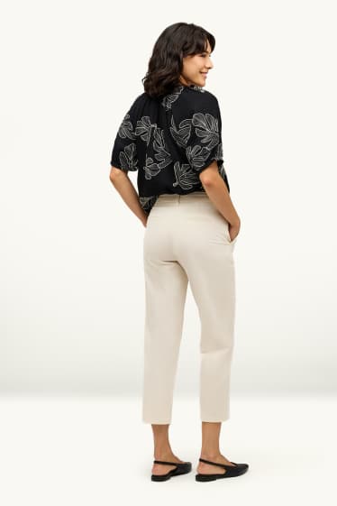 Women - Cloth trousers - mid-rise waist - tapered fit - white