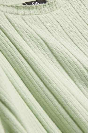 Damen - T-Shirt - Regular Fit - gerippt - hellgrün