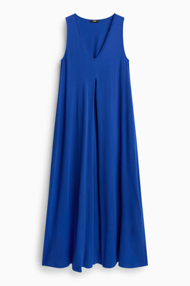 Women - V-neck A-line dress - blue