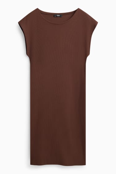 Damen - Bodycon Keid - Feinripp - braun