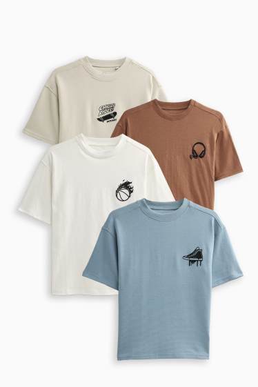 Kinder Jungen - Multipack 4er - Skateboard, Sneaker - Kurzarmshirt - orange